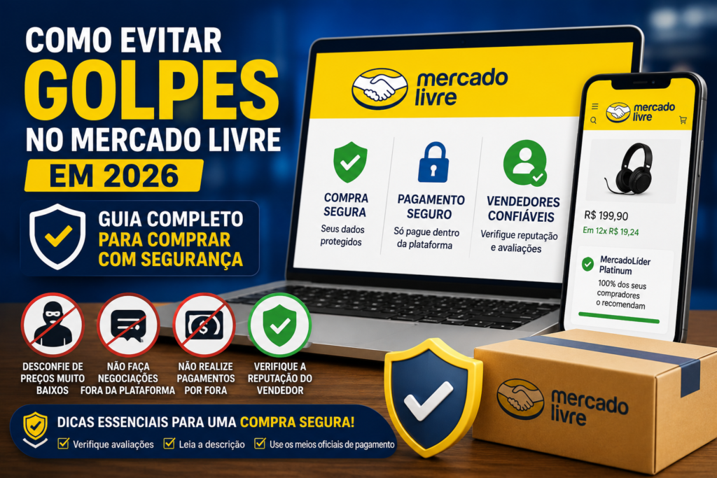 Como evitar golpes no Mercado Livre em 2026 com dicas de segurança para identificar vendedores confiáveis e realizar compras online seguras