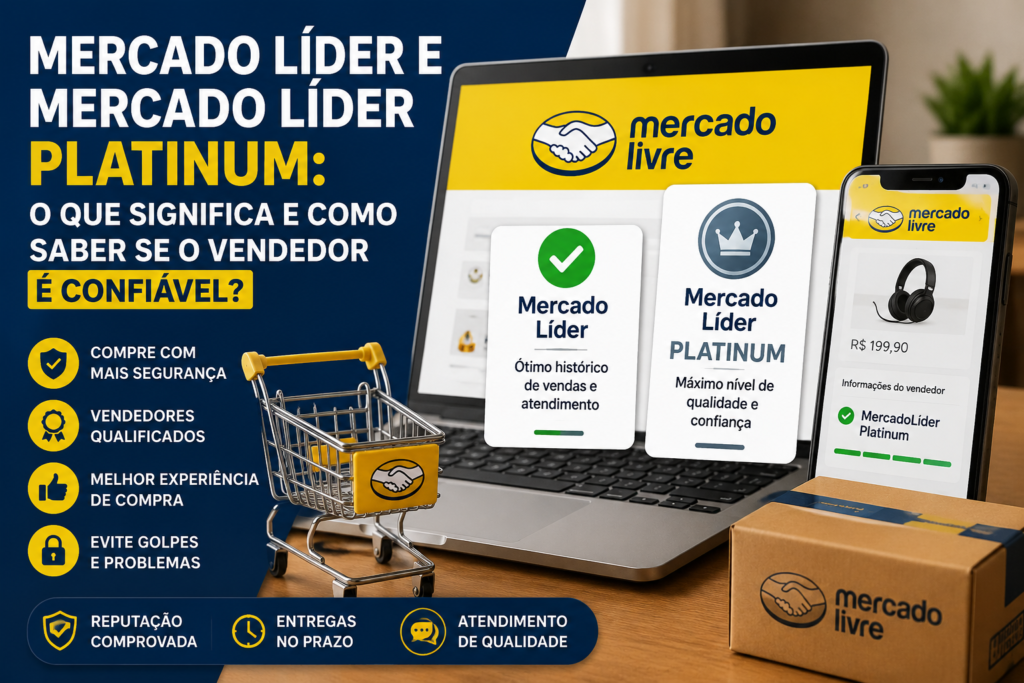 Mercado Líder e Mercado Líder Platinum no Mercado Livre explicando como identificar vendedores confiáveis e comprar com segurança em 2026