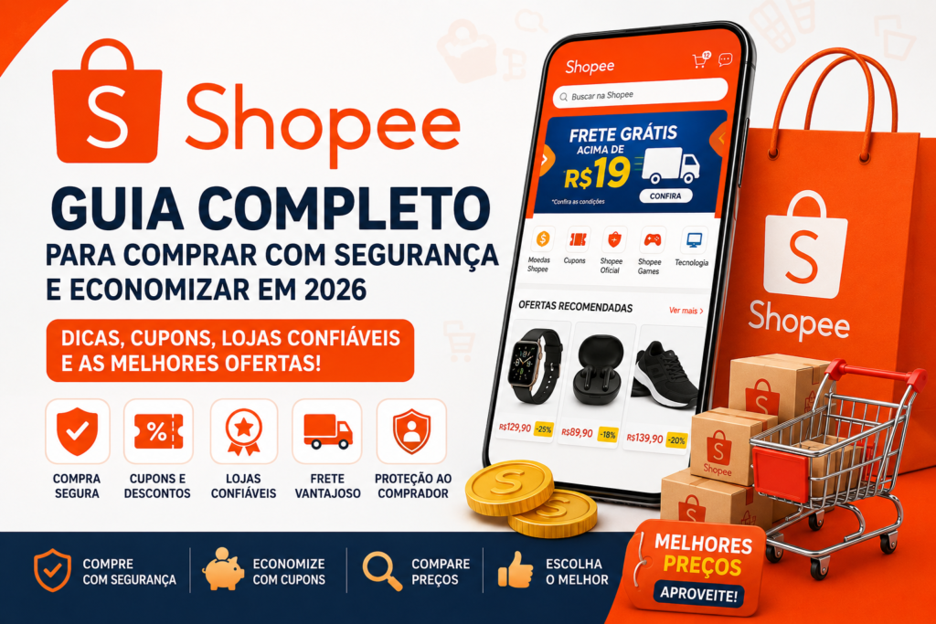 Guia completo para comprar na Shopee com segurança em 2026, economizar com cupons, identificar lojas confiáveis e encontrar as melhores ofertas.